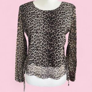Y2K Cheetah Long Sleeve Mesh Top